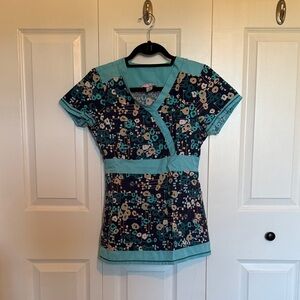 Koi by Kathy Peterson Floral V-Neck Scrub Top